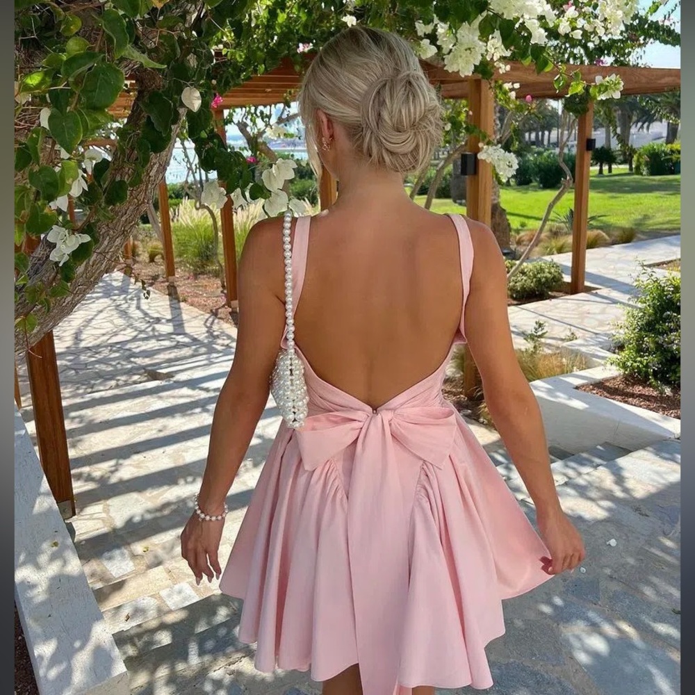 House of CB‎ 'Florianne' Soft Peach Bow Mini Dress size XS NWOT